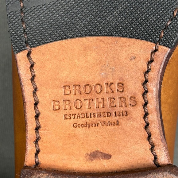 Brooks Brothers Mens Tan Leather Penny Loafers Made in USA Goodyear Welted 8.5 D - Picture 6 of 10
